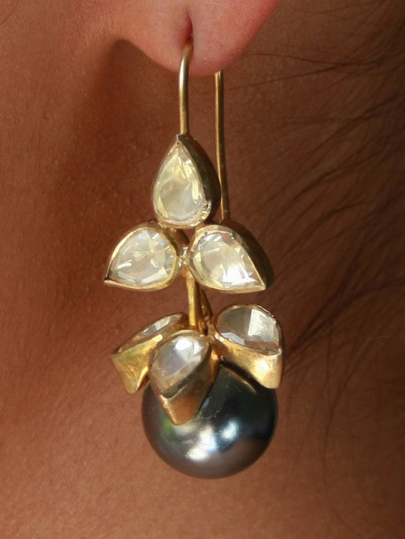 Moissanite Polki Floral Drops